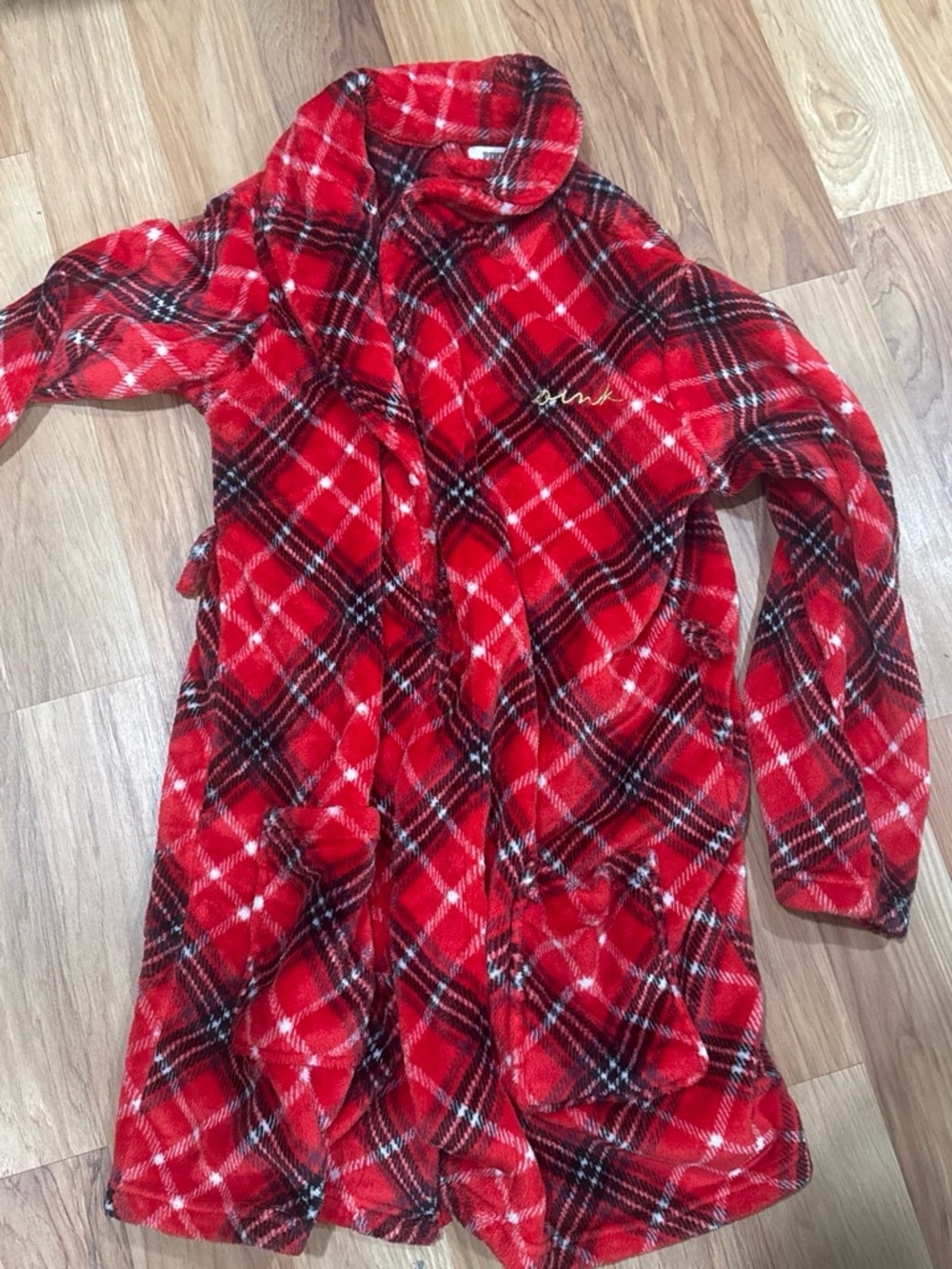 PINK Victoria's Secret Red Plaid Teddy Jacket